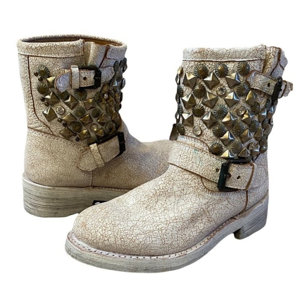 ASH Titanic Leather Stud Moto Boot size 36.5